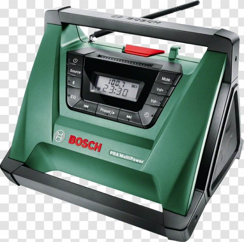 Bosch PRA MultiPower Portable Black,Green,Stainless Steel Radio FM Broadcasting Cordless - Tool Transparent PNG