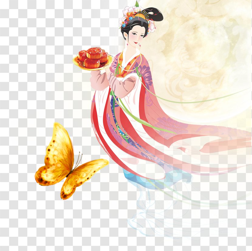 Mooncake Mid-Autumn Festival Chang'e - Flower - Mid Creative Transparent PNG