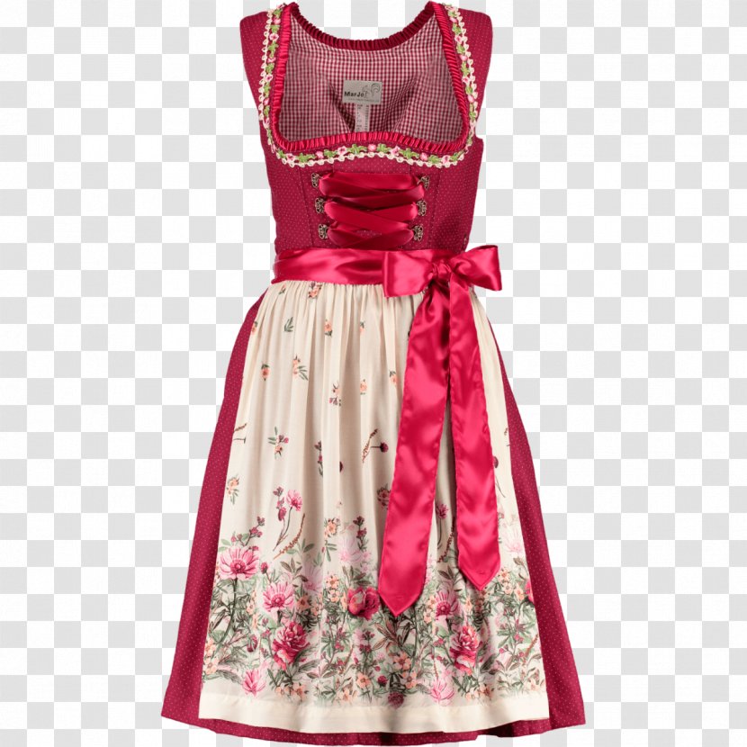 Dirndl Cocktail Dress Folk Costume Marjo Leder & Tracht - Magenta Transparent PNG