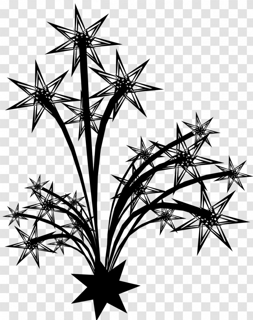 Twig Black & White - Flower - M Symmetry Pattern Plant Stem Transparent PNG