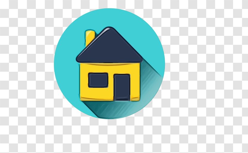 Yellow Turquoise Cartoon House Home - Wet Ink - Roof Transparent PNG