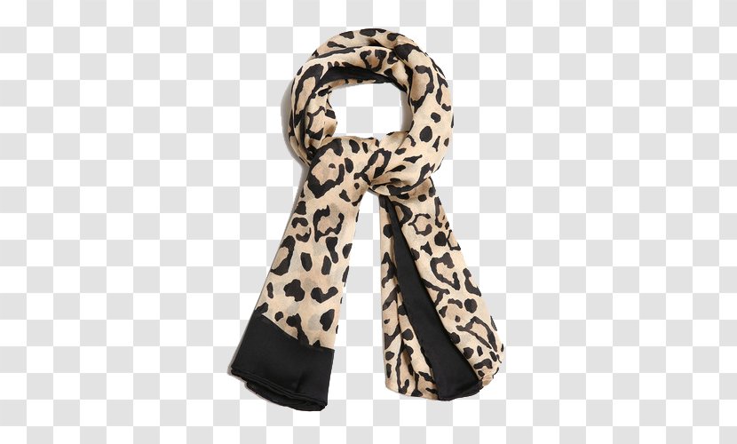 Scarf Foulard Black And White - Leopard Transparent PNG