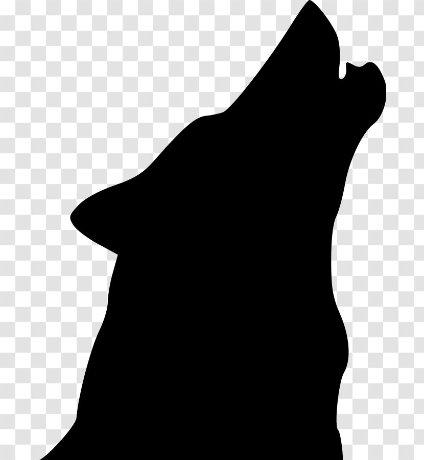 Coyote Dog Silhouette Clip Art - Black And White - Wolf Cliparts Transparent PNG