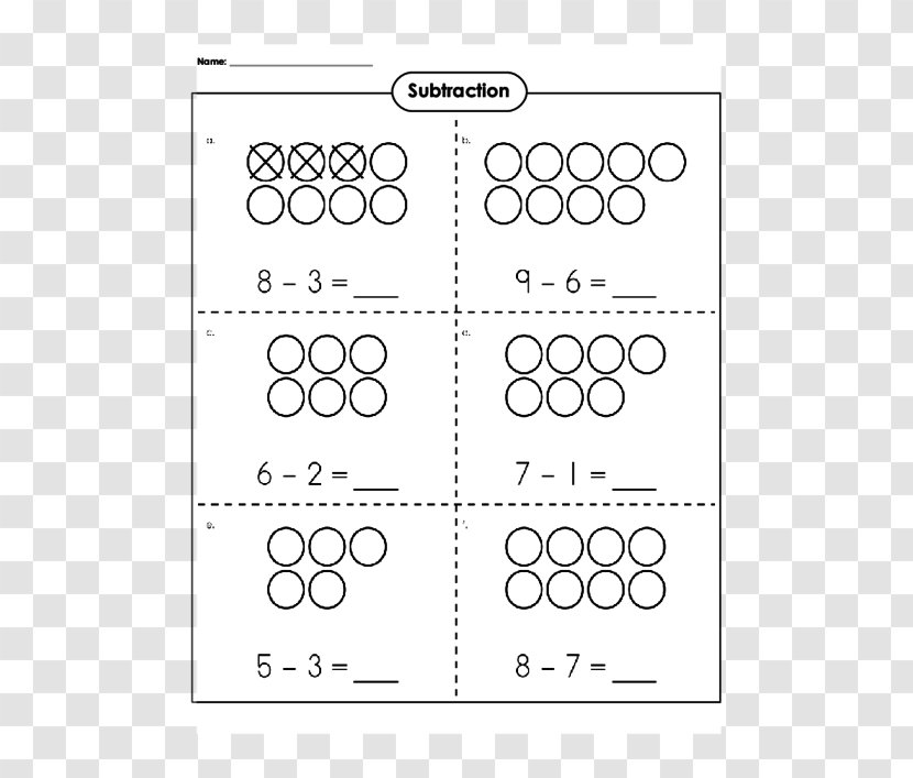 Subtraction Worksheet Kindergarten First Grade Learning - Area - Mathematics Transparent PNG