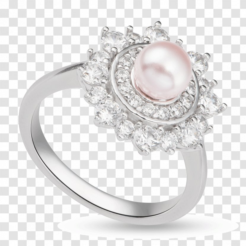 Wedding Ring Silver Pearl Jewellery - Khuy%e1%ba%bfn M%c3%a3i - Ngọc Trai Transparent PNG