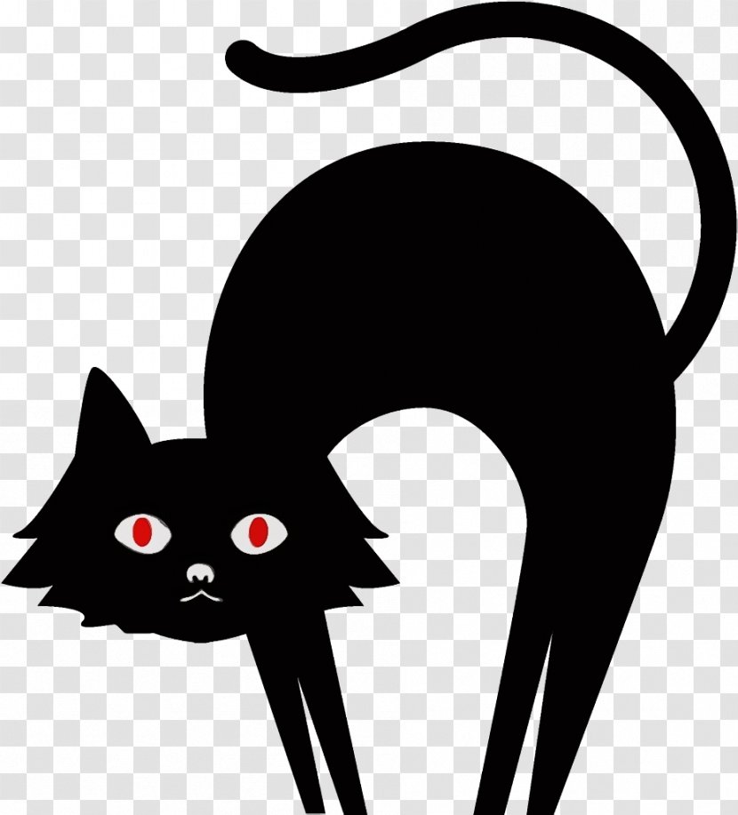 Black Cat Small To Medium-sized Cats Whiskers Tail - Blackandwhite - Silhouette Transparent PNG
