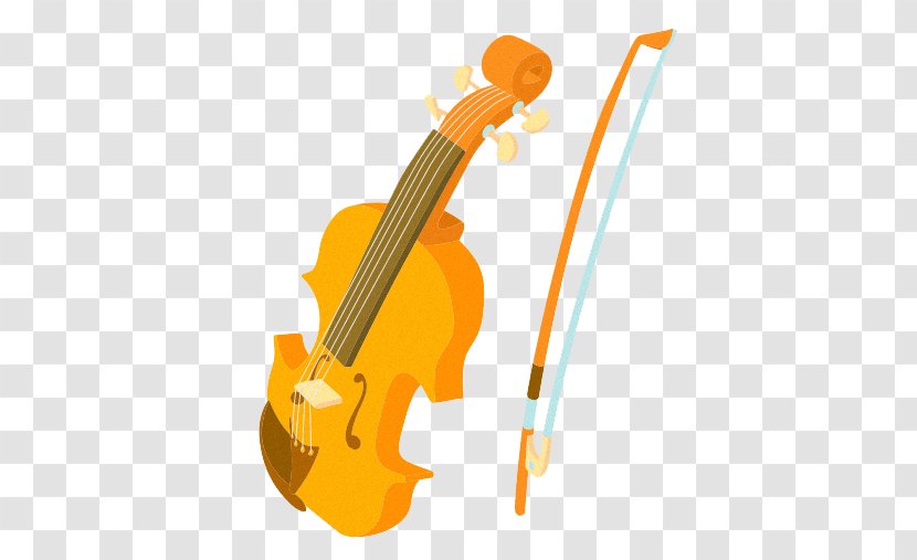 Double Bass Musical Instrument Violin String - Cartoon - Yellow Transparent PNG