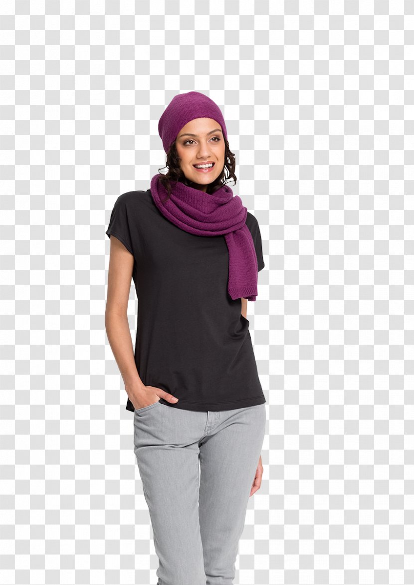 Sleeve T-shirt Shoulder Cotton Beanie - Knitting - Scarf And Wind Transparent PNG