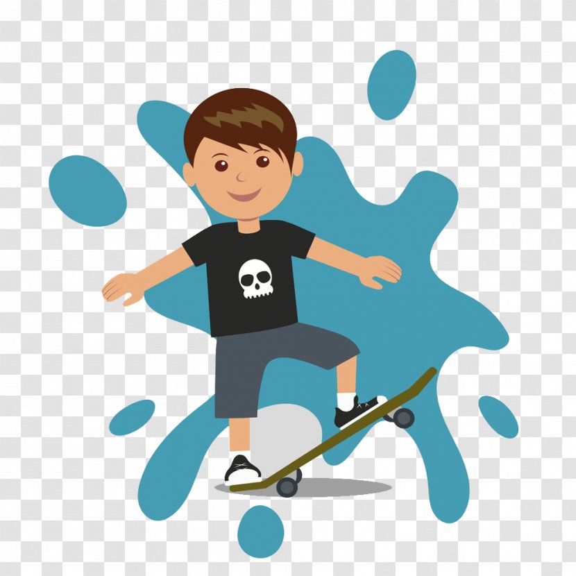 Boy Skateboarding Illustration Transparent PNG