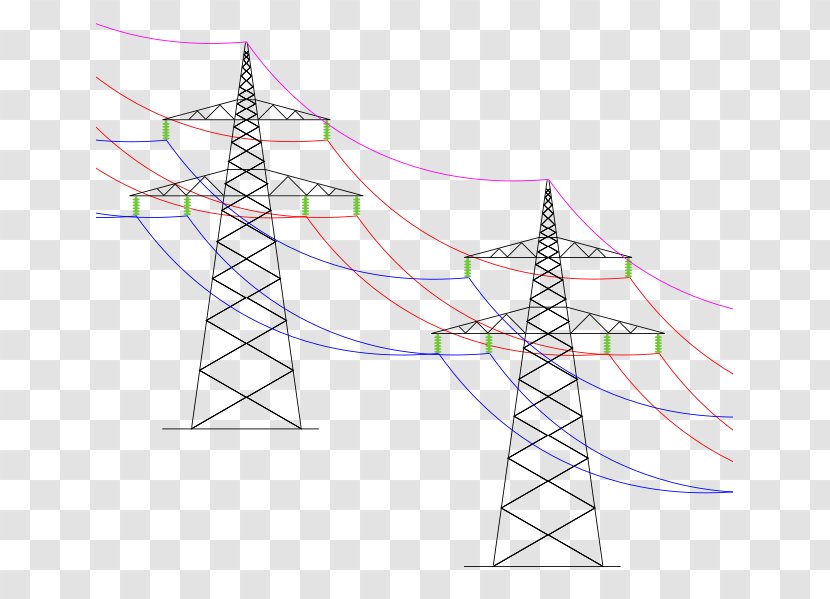 Transmission Tower Overhead Power Line Electricity Electrical Grid - Art - Vector Transparent PNG