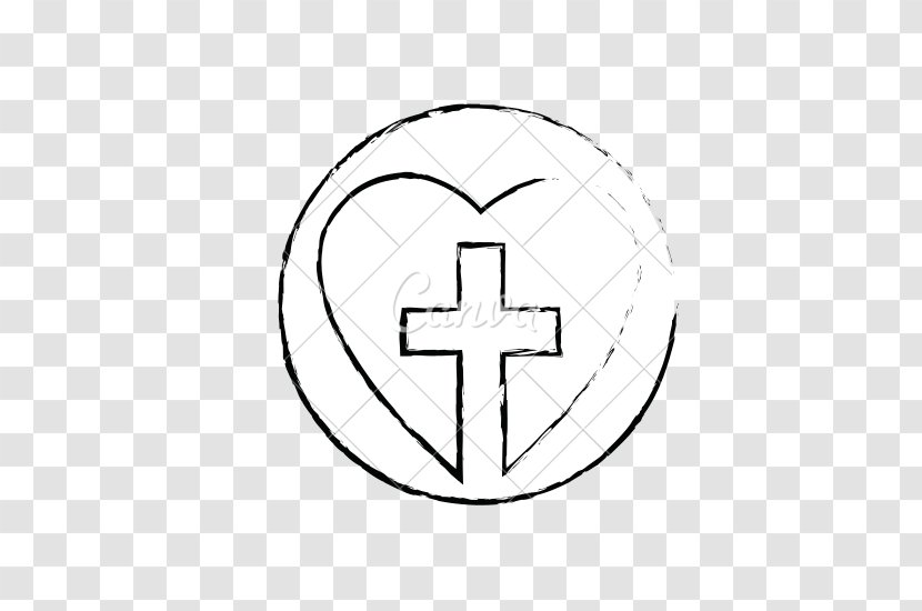 White Circle Logo Symbol Line Art - Black - Christian Cross Transparent PNG