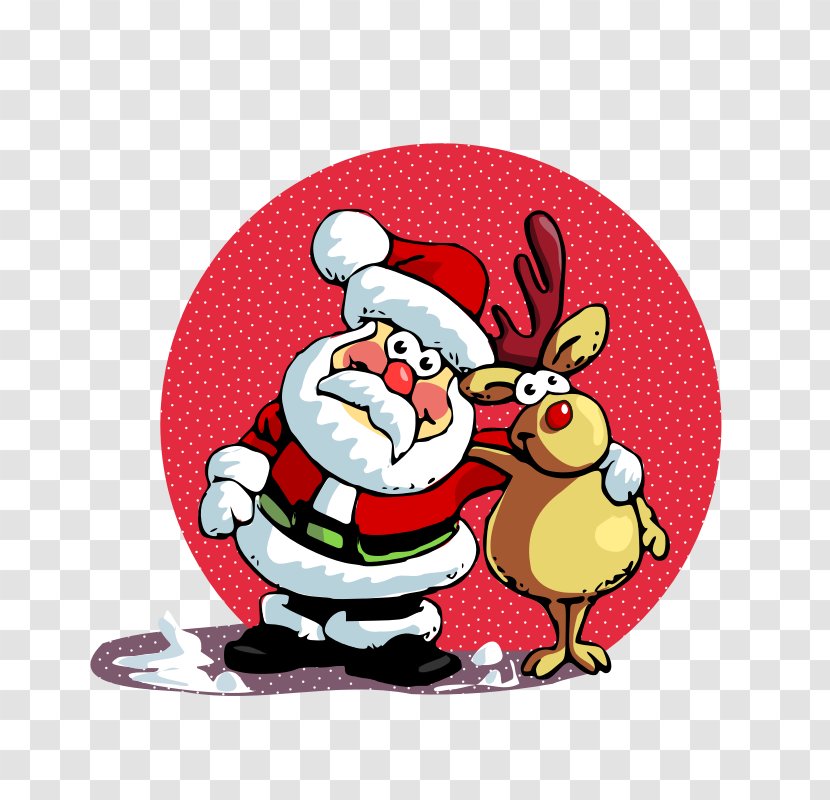 Santa Claus Reindeer Christmas Card Greeting - Party - And Rudolph Pictures Transparent PNG