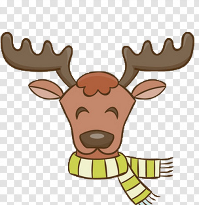 Christmas Reindeer Santa Claus Drawing With Deer / Brown Deer