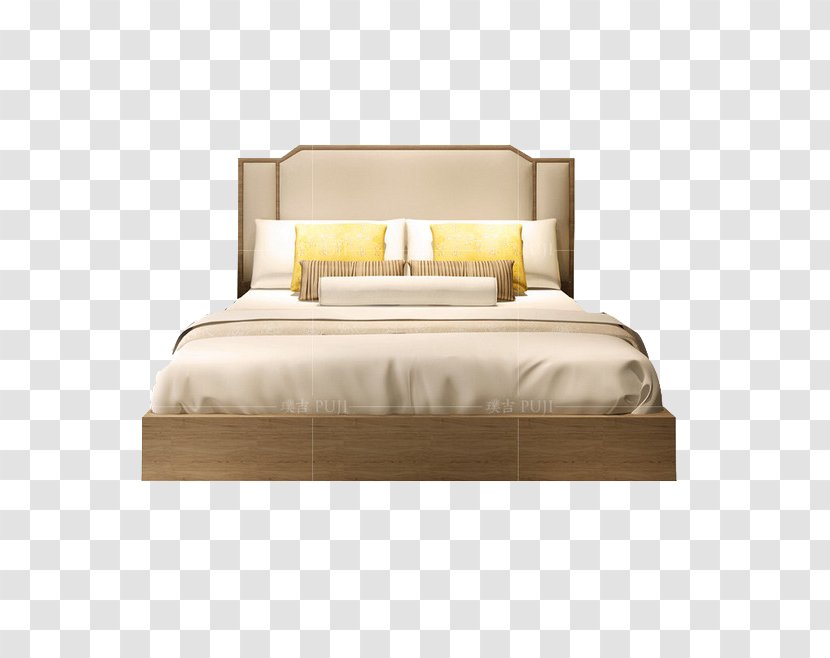 Nightstand Light Bedroom - Floor - Beige Double Bed Transparent PNG