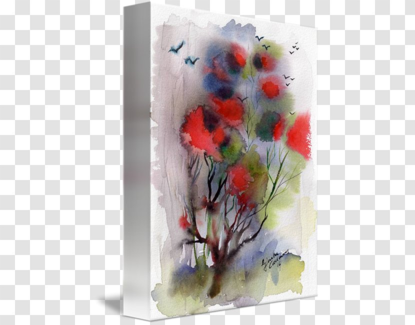 Floral Design Watercolor Painting Acrylic Paint Still Life Art - Poinciana Tree Transparent PNG