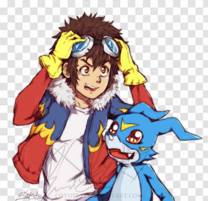 Davis Motomiya Veemon Gatomon Kari Kamiya Gabumon - Cartoon - Digimon Transparent PNG