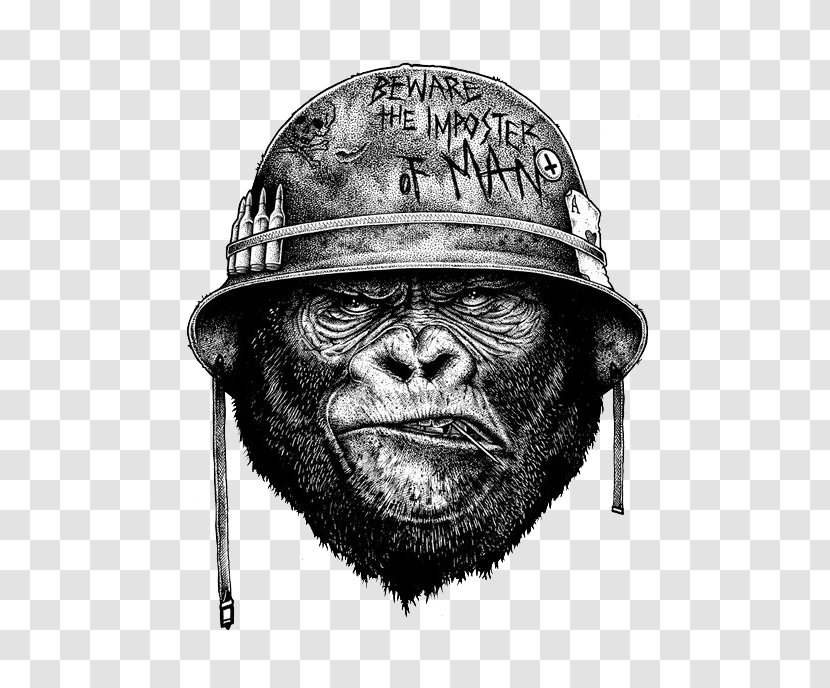 Artist Drawing Illustrator Sketch - Cartoon - Chimpanzee Wearing A Helmet Transparent PNG