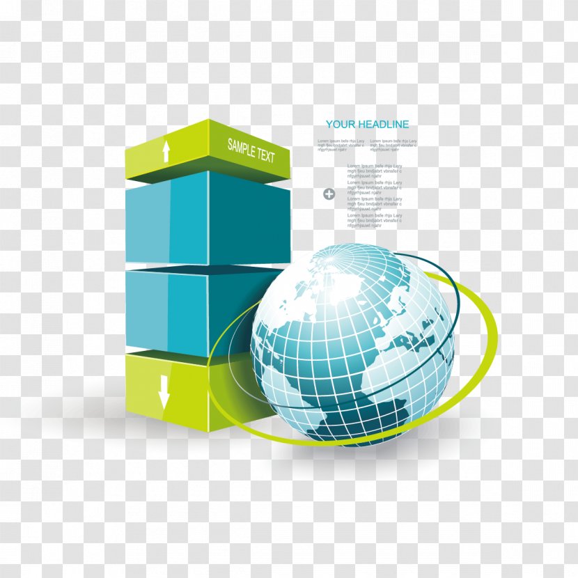 Graphic Design Management Infographic - Vector Globe And Three-dimensional Patterns Transparent PNG
