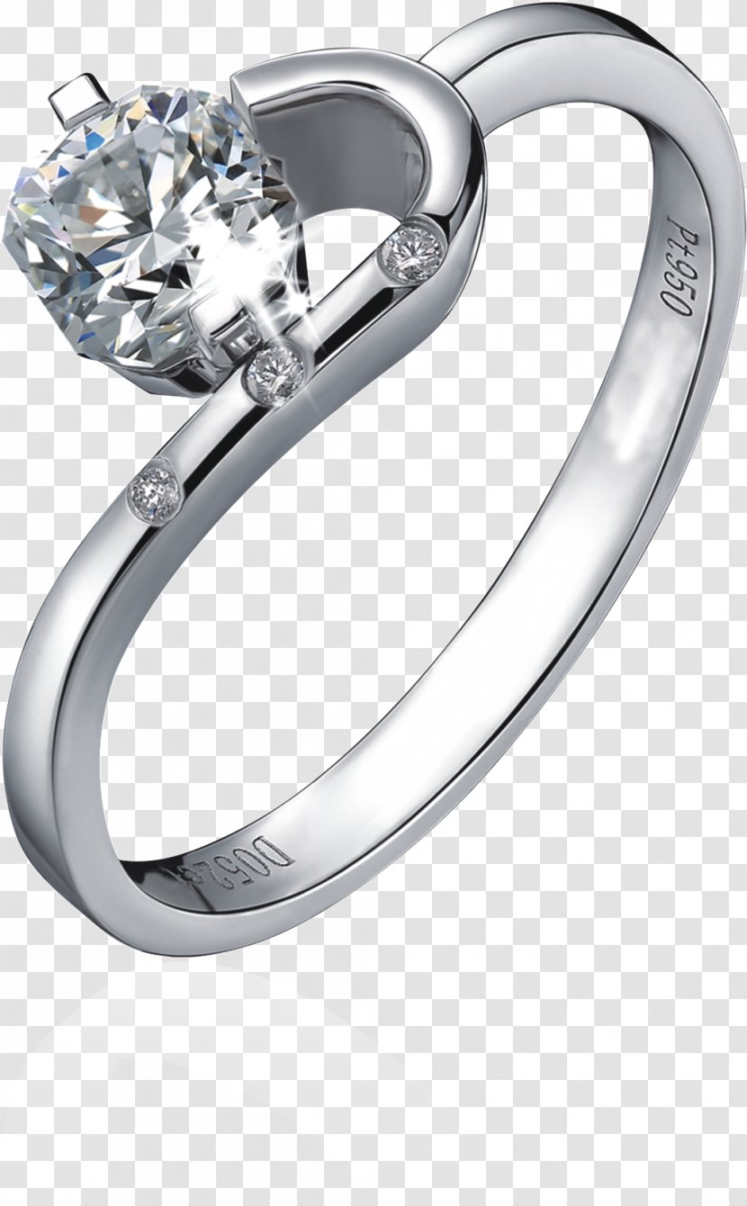 Ring Diamond Silver Design - Platinum - Beautiful Transparent PNG
