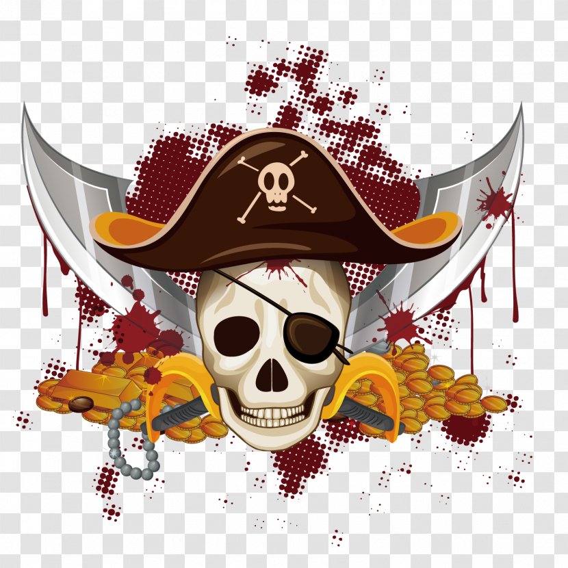 Piracy Royalty-free Clip Art - Skull - Vector Pirate Bloody Transparent PNG