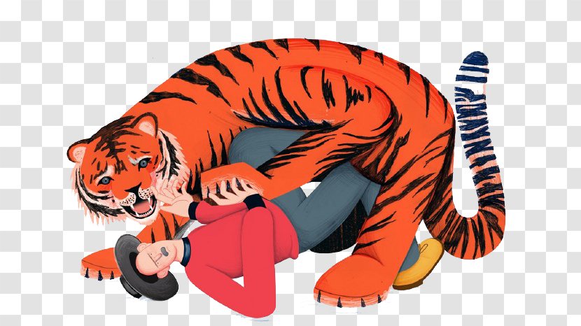 Tipus Tiger Cartoon Illustration - Big Cats - Man-eating Transparent PNG