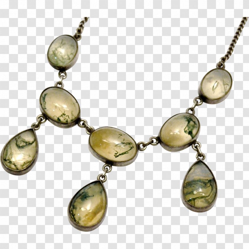 Earring Necklace Pearl Moss Agate Jewellery - Metal Transparent PNG