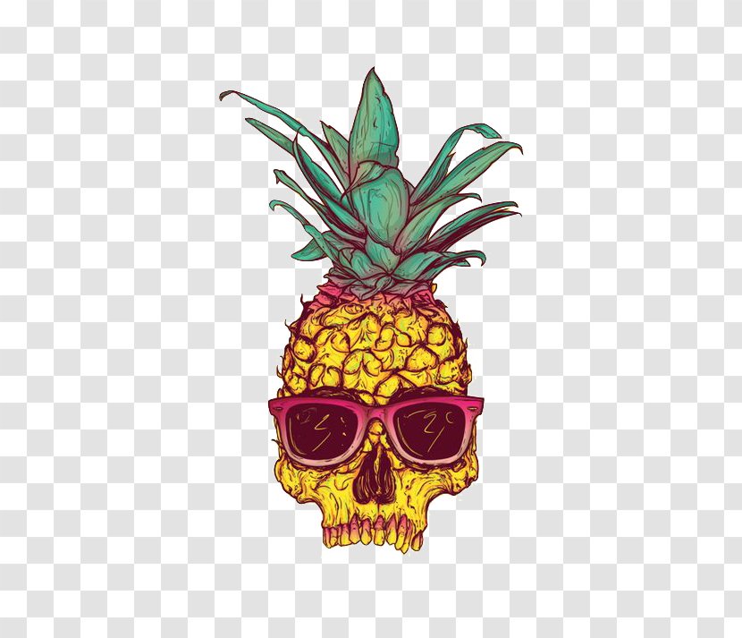 Pineapple Skull Calavera Tropical Fruit Drawing - Creative Transparent PNG