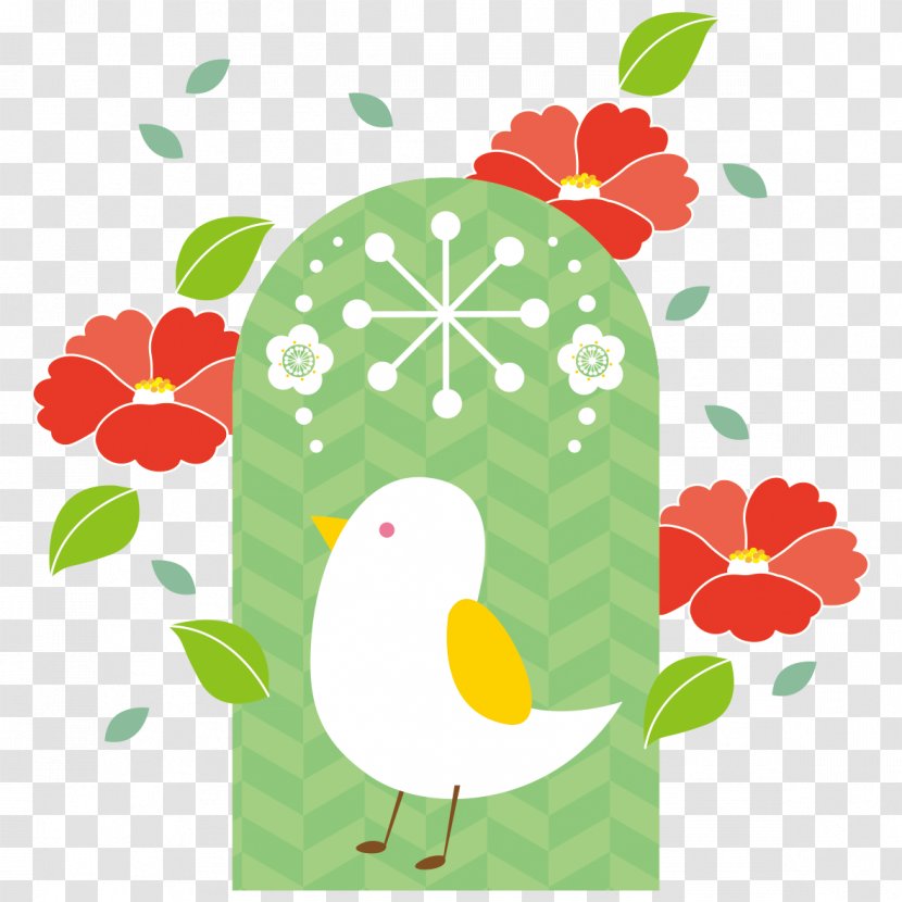 Illustration Chicken New Year Card Daruma Doll Snowman - Flower - Grass Transparent PNG