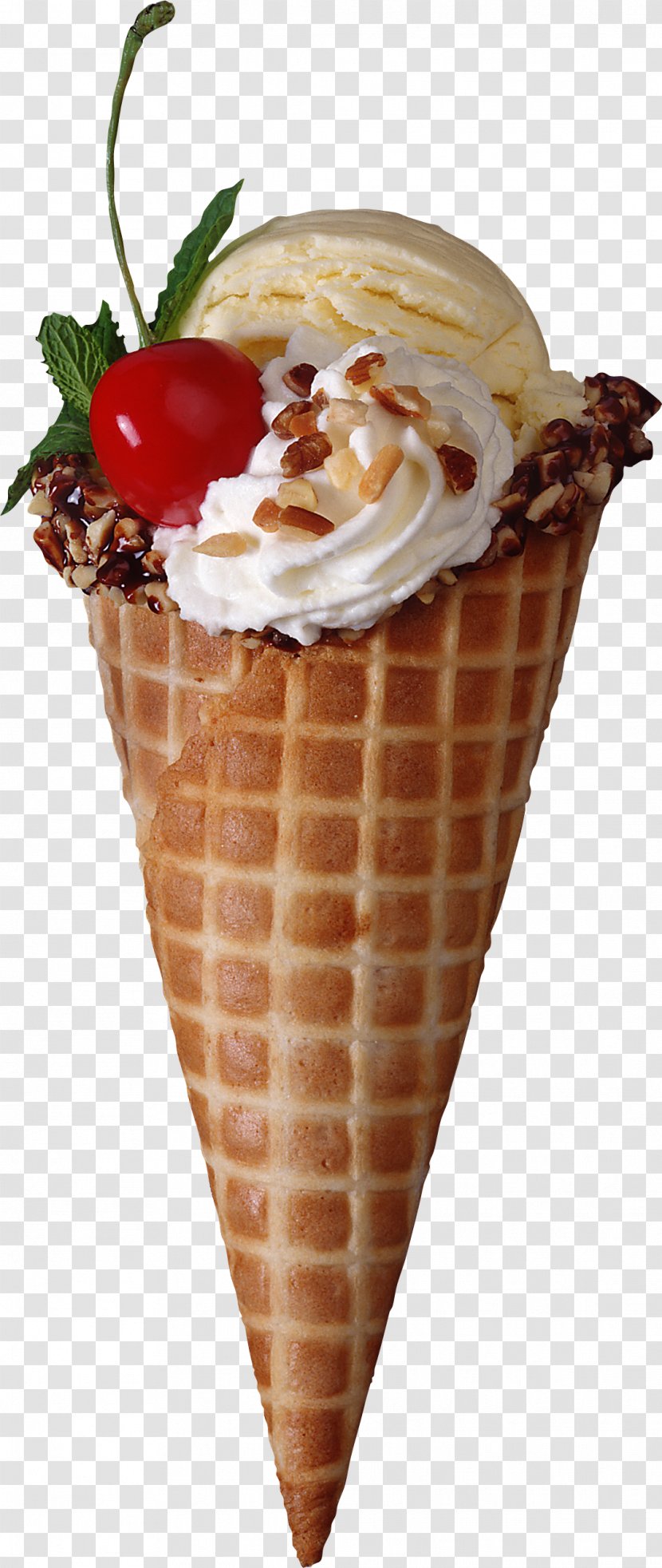 Ice Cream Cone Waffle Plombières - Sundae - Image Transparent PNG
