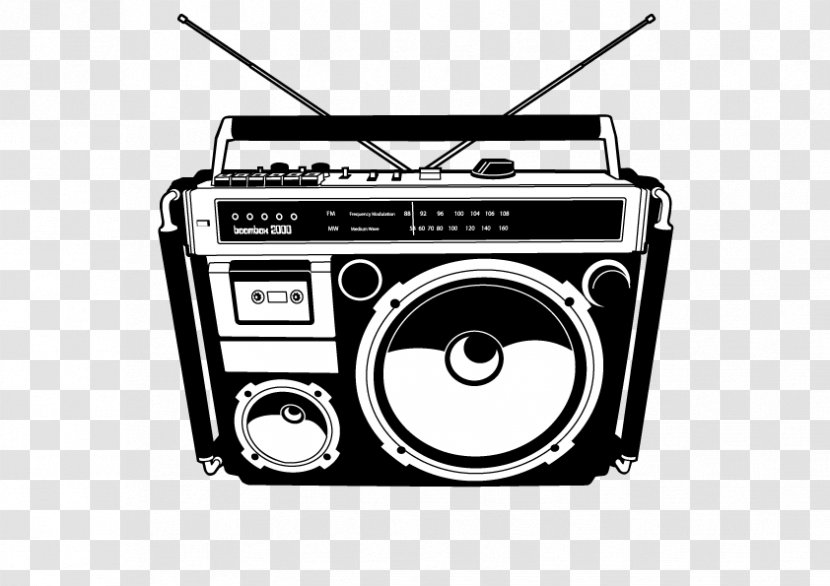 1980s Boombox Compact Cassette Clip Art - Musical Instrument Accessory - Vector Radio Transparent PNG