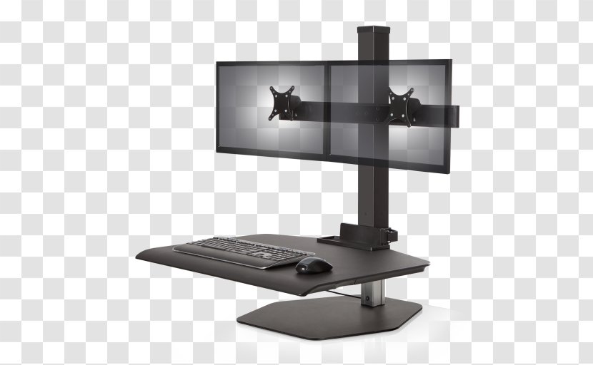 Sit-stand Desk Multi-monitor Standing Workstation Monitor Mount - Desktop Computers - Flat Panel Display Transparent PNG