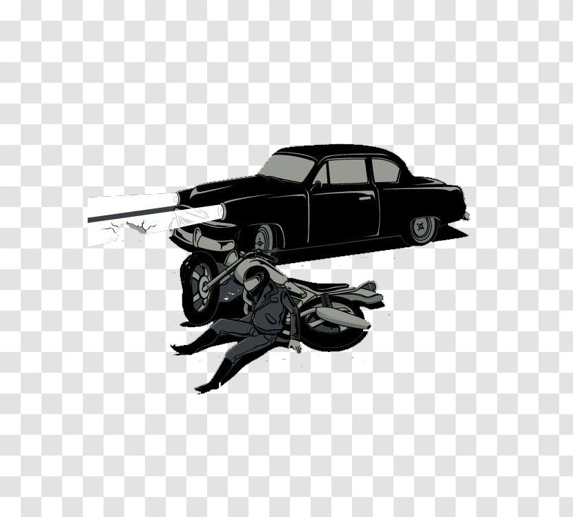 Drawing Poster T-shirt - Bumper - Black Simple Car Accident Transparent PNG