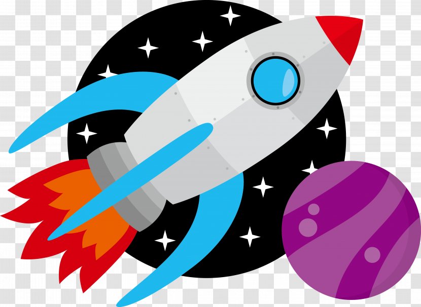 Rocket Launch Spacecraft Astronaut - Outer Space - Vector Fly Transparent PNG
