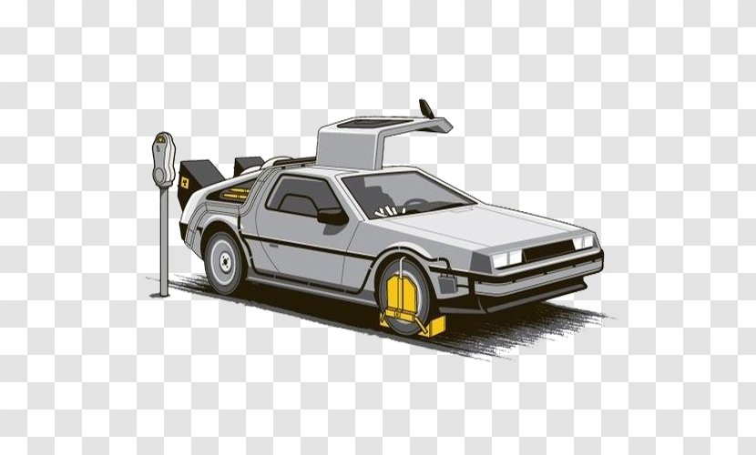 Biff Tannen Dr. Emmett Brown Marty McFly Back To The Future DeLorean Time Machine - Sports Car - White Cartoon Transparent PNG