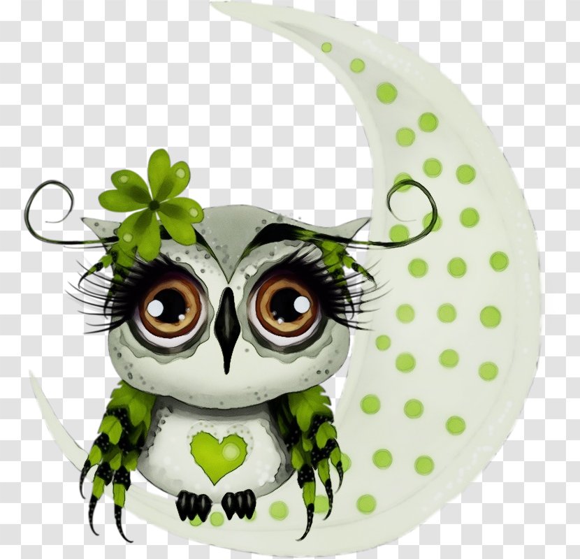 Owl Green Bird Snowy Of Prey - Plant Cartoon Transparent PNG