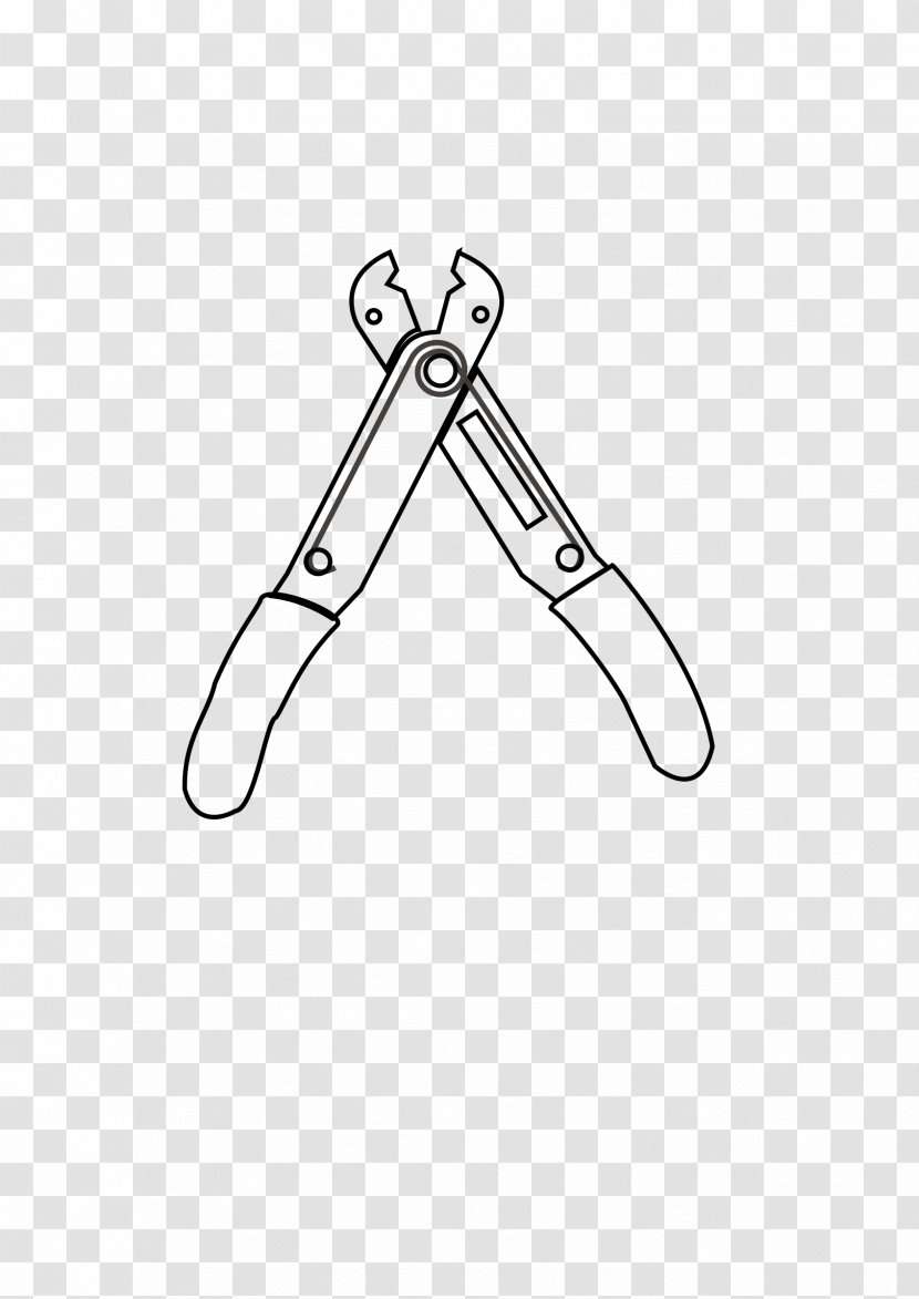 Electrical Wires & Cable Drawing Diagonal Pliers Wire Stripper - Black And White Transparent PNG