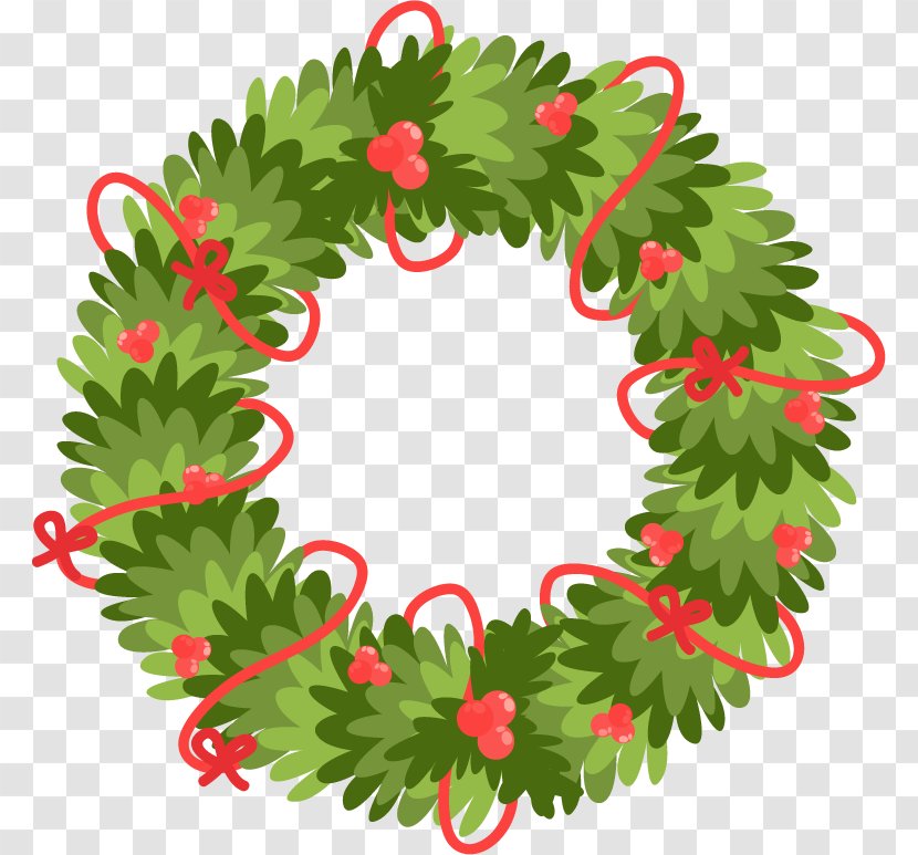 Christmas Ornament Wreath Clip Art - Conifer - Vector Green Ring Transparent PNG