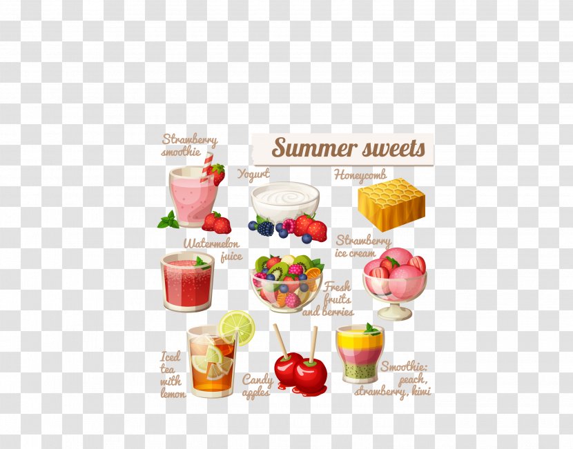 Smoothie Fruit Salad Strawberry Juice Yogurt - Food - Vector Color Summer Ice Cream Mixed With Vegetables Transparent PNG