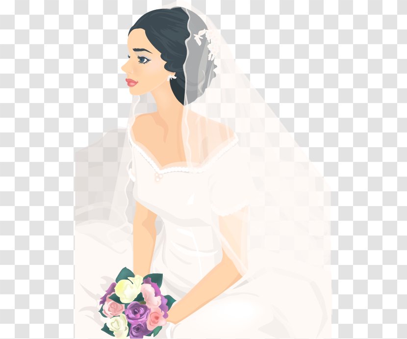 Bride Contemporary Western Wedding Dress Illustration - Tree - Valentine's Day Cartoon Characters Transparent PNG