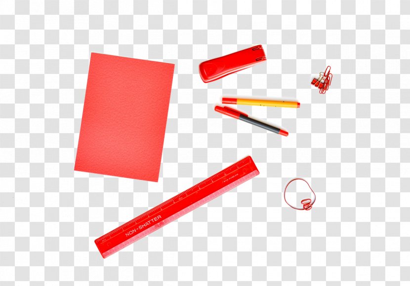 Paper Office Pen Desk Notebook - Rectangle - Red School Supplies Transparent PNG