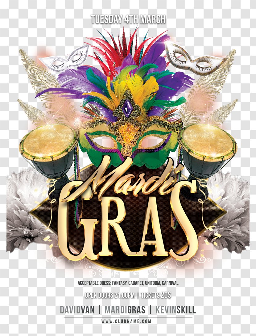 Flyer Mardi Gras Advertising Carnival Marketing - Masquerade Transparent PNG