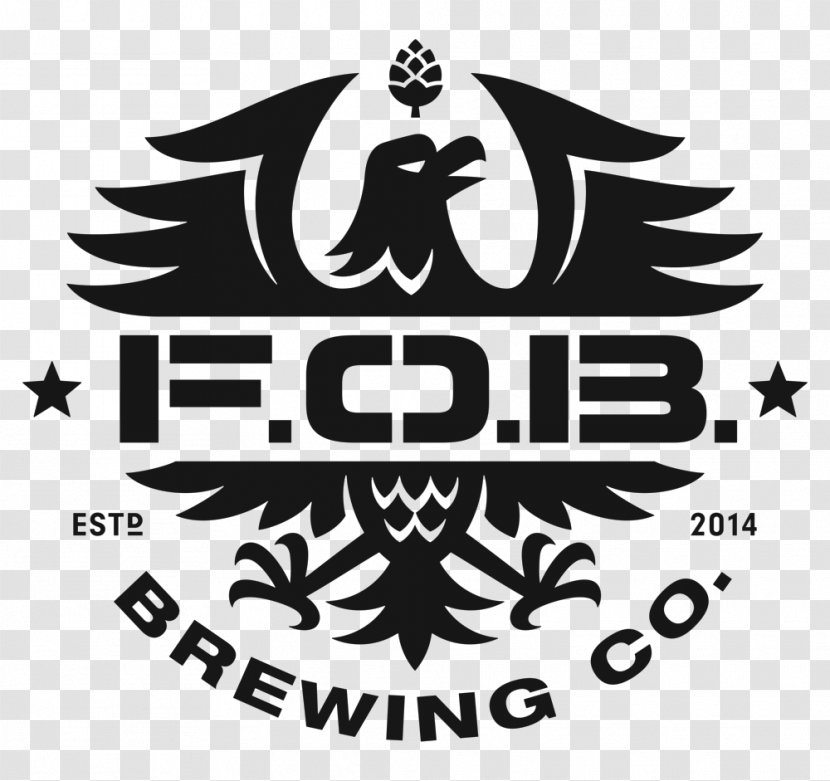 Logo FOB Forward Operating Base Brewing Company Main Brewery - Black And White - Emblem Transparent PNG