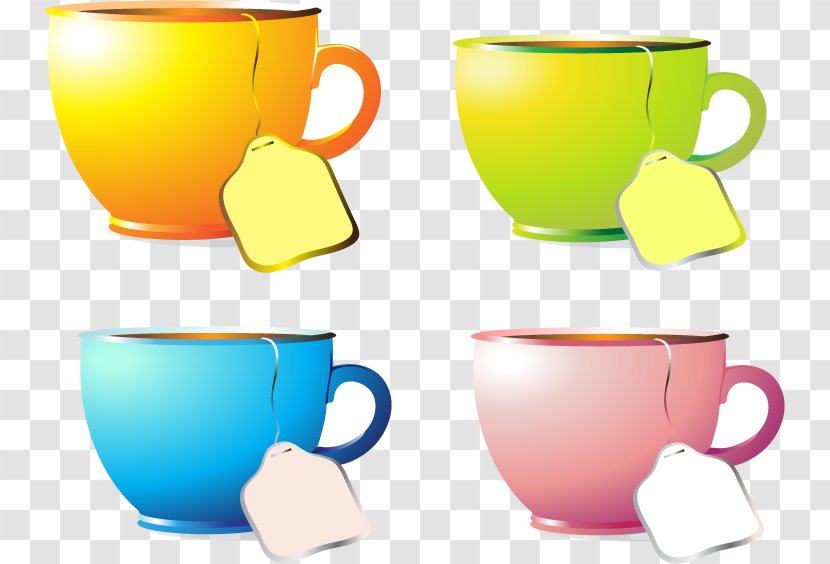 Coffee Cup Tea Cafe - Serveware - Hand Colored Transparent PNG