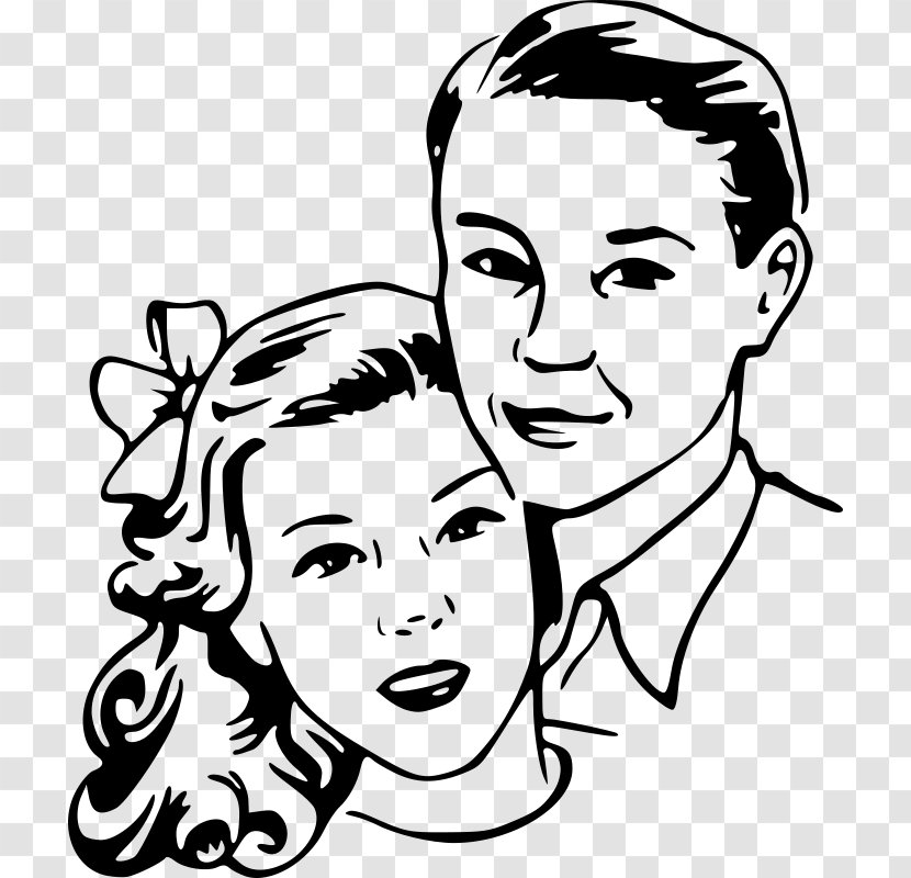 Black And White Drawing Clip Art - Flower - Vintage Couple Transparent PNG