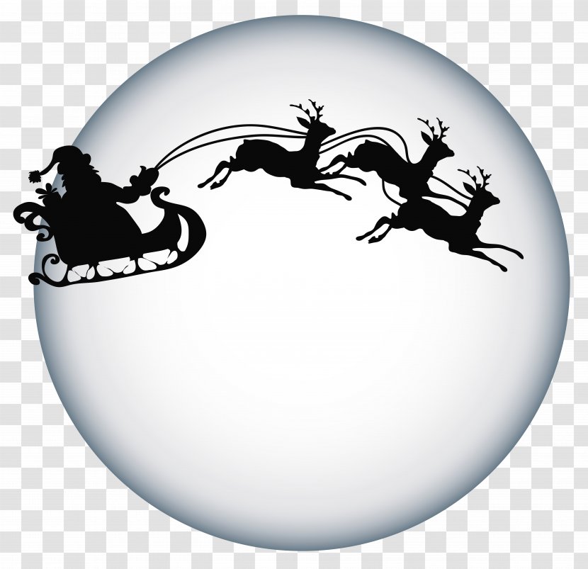 Santa Claus's Reindeer Silhouette Clip Art - Sled - Clause And Moon Shade Transparent PNG Clipart Transparent PNG