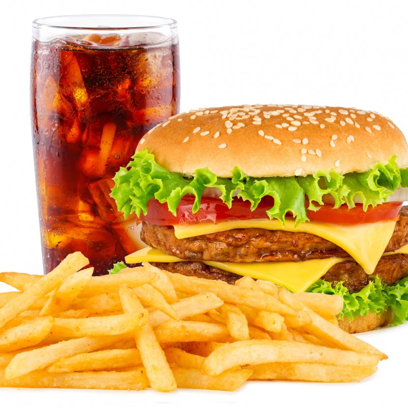 Fizzy Drinks Hamburger French Fries Chicken Sandwich Fast Food - Fried Transparent PNG