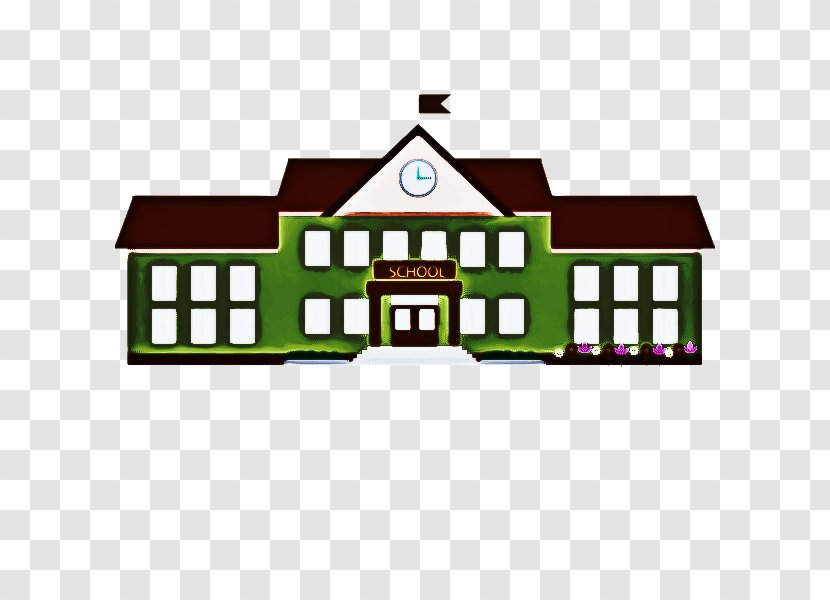 School Building Cartoon - Papercutting - Rectangle Roof Transparent PNG
