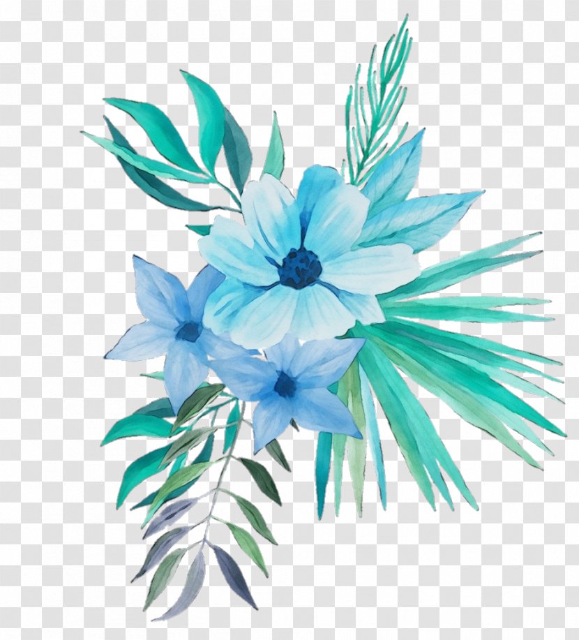 Blue Watercolor Flowers - Plant - Anemone Wildflower Transparent PNG