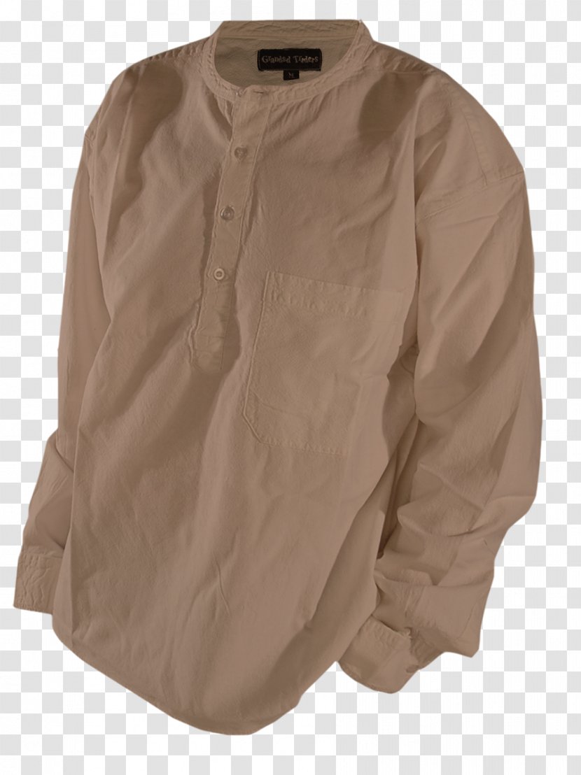 T-shirt Sleeve Dress Shirt Grandfather - Beige - COTTON Transparent PNG