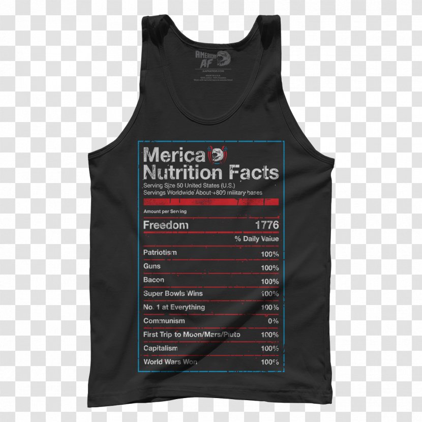 United States T-shirt Gilets Ingredient Sleeveless Shirt - Nation - Nutrition FACTS Transparent PNG